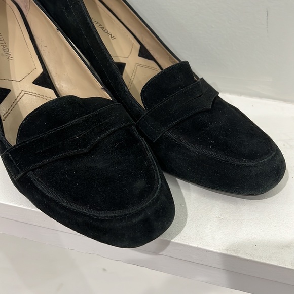 Adrienne Vittadini Leather Suede Penny Loafer Heels - Picture 3 of 9